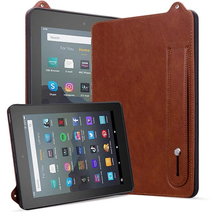 Tablet Case For Amazon Fire HD 10 (2023) / (2021) / Fire HD 10 Plus (2023) / (2021) Hand Strap Kickstand Leather Cover