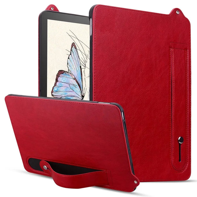 For Amazon Kindle Paperwhite 5 (2021) Case Hand Strap Kickstand Leather Tablet Cover - Red