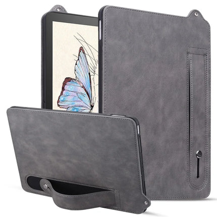 For Amazon Kindle Paperwhite 5 (2021) Case Hand Strap Kickstand Leather Tablet Cover - Grey