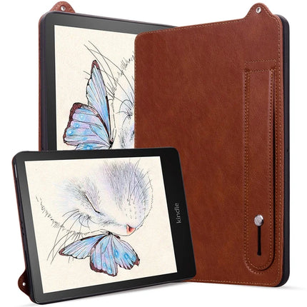For Amazon Kindle Paperwhite 5 (2021) Case Hand Strap Kickstand Leather Tablet Cover
