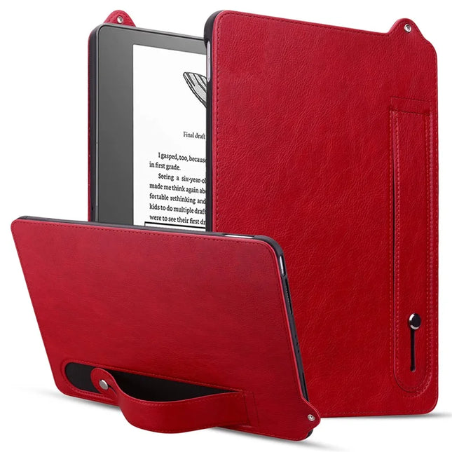 For Amazon Kindle Scribe (2024) / (2022) Case Hand Strap Kickstand Leather Tablet Cover - Red