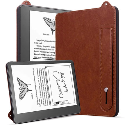 For Amazon Kindle Scribe (2024) / (2022) Case Hand Strap Kickstand Leather Tablet Cover