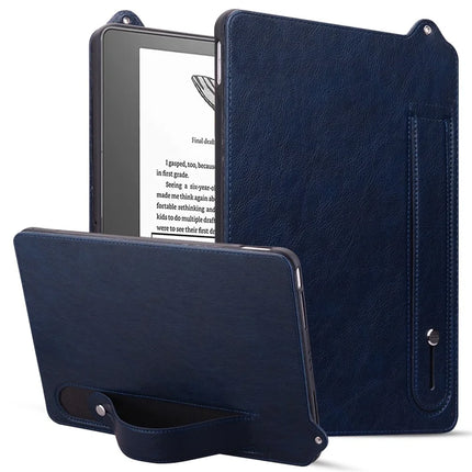 For Amazon Kindle Scribe (2024) / (2022) Case Hand Strap Kickstand Leather Tablet Cover - Blue