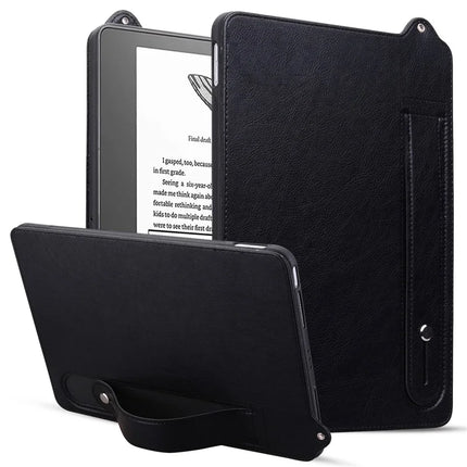 For Amazon Kindle Scribe (2024) / (2022) Case Hand Strap Kickstand Leather Tablet Cover - Black