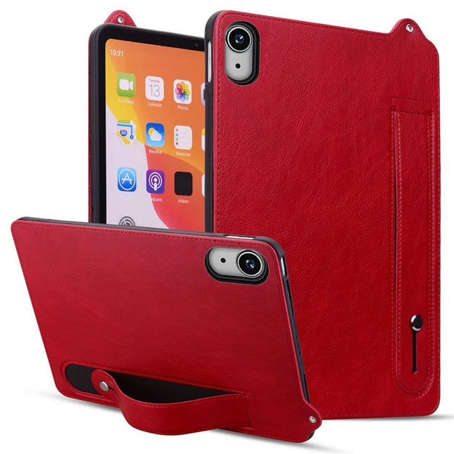 For iPad 10.9 (2022) Case Hand Strap Kickstand Leather Tablet Cover - Red
