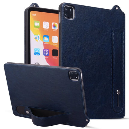 Tablet Case For iPad Air 11 (2024) / iPad Air (2022) / (2020) / iPad Pro 11 (2021) / (2020) Hand Strap Kickstand Leather Cover - Blue