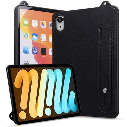 For iPad mini (2024) (A2996 A2995) / mini (2021) (A2568) Case Hand Strap Kickstand Leather Tablet Cover