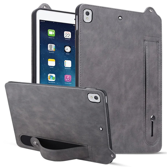 Tablet Case For iPad 10.2 (2020) /  (2019) / iPad Air 10.5 inch (2019) Hand Strap Kickstand Leather Cover - Grey