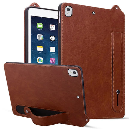 Tablet Case For iPad 10.2 (2020) /  (2019) / iPad Air 10.5 inch (2019) Hand Strap Kickstand Leather Cover - Brown