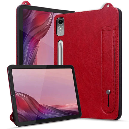 For Lenovo Tab P12 Case Hand Strap Kickstand Leather Tablet Cover