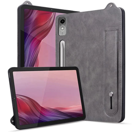 For Lenovo Tab P12 Case Hand Strap Kickstand Leather Tablet Cover