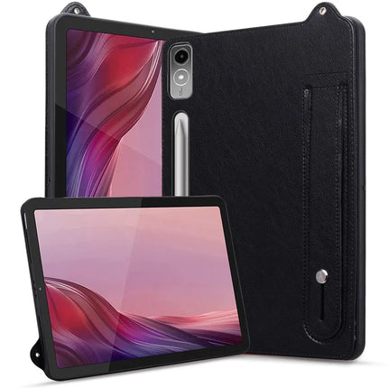 For Lenovo Tab P12 Case Hand Strap Kickstand Leather Tablet Cover