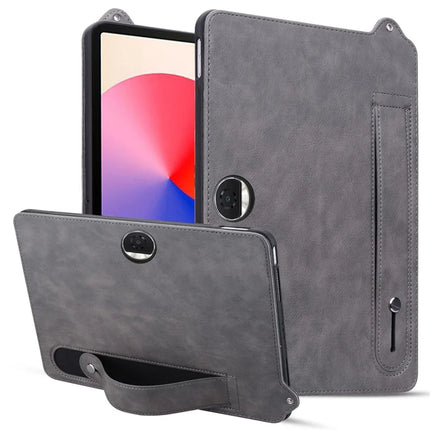 For Honor Pad 9 Case Hand Strap Kickstand Leather Tablet Cover - Grey