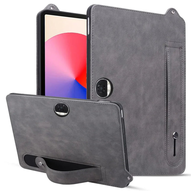 For Honor Pad 9 Case Hand Strap Kickstand Leather Tablet Cover - Grey