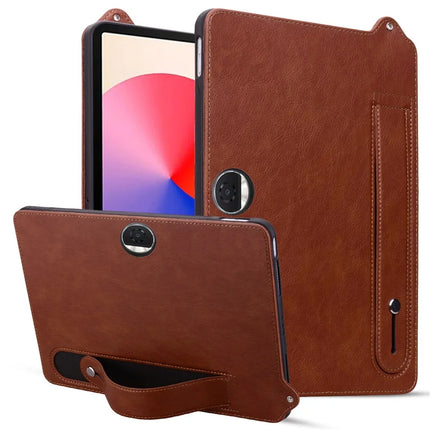 For Honor Pad 9 Case Hand Strap Kickstand Leather Tablet Cover - Brown