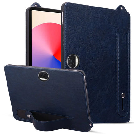 For Honor Pad 9 Case Hand Strap Kickstand Leather Tablet Cover - Blue