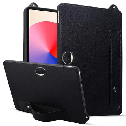 For Honor Pad 9 Case Hand Strap Kickstand Leather Tablet Cover - Black