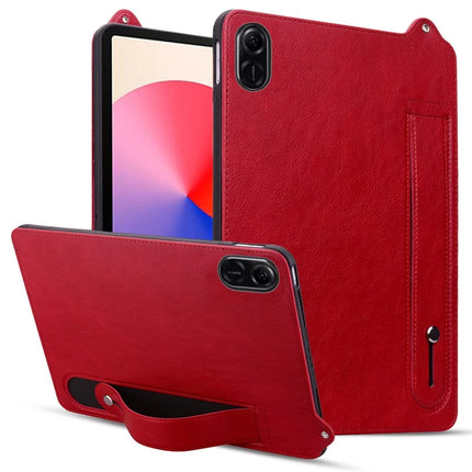 For Honor Pad X8a Case Hand Strap Kickstand Leather Tablet Cover - Red