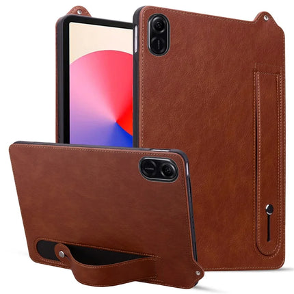 For Honor Pad X8a Case Hand Strap Kickstand Leather Tablet Cover - Brown