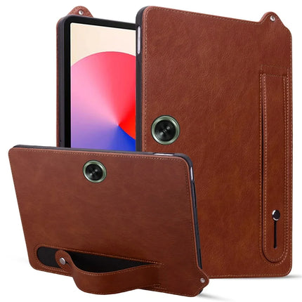 For OnePlus Pad Go / Oppo Pad Air 2 Case Hand Strap Kickstand Leather Tablet Cover - Brown