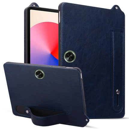 For OnePlus Pad Go / Oppo Pad Air 2 Case Hand Strap Kickstand Leather Tablet Cover - Blue