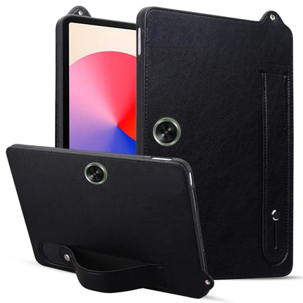 For OnePlus Pad Go / Oppo Pad Air 2 Case Hand Strap Kickstand Leather Tablet Cover - Black