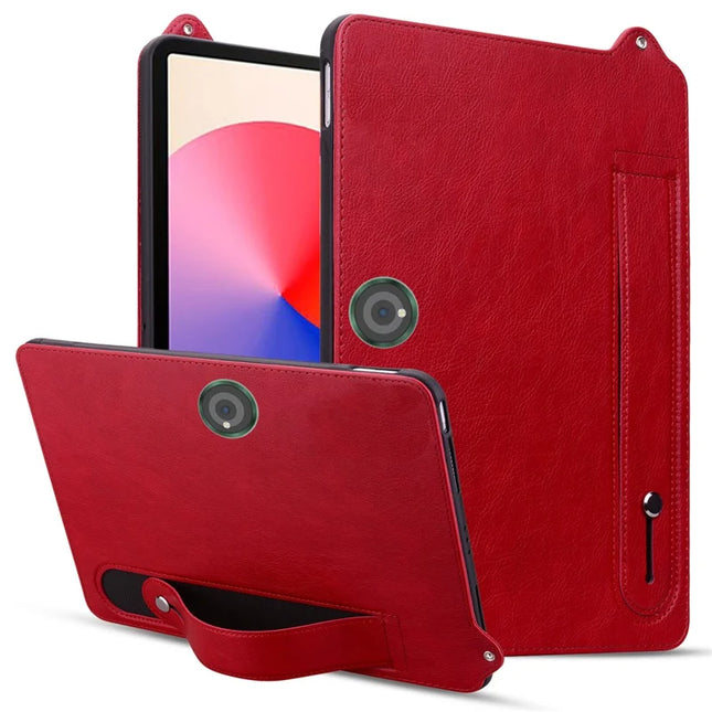For OnePlus Pad / Oppo Pad 2 Tablet Case Hand Strap Kickstand Leather Cover - Red