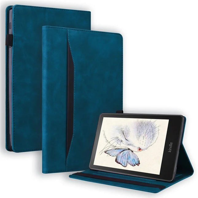 For Amazon Kindle Paperwhite (2024) Case PU Leather Protective Folio Tablet Cover with Card Holder - Blue
