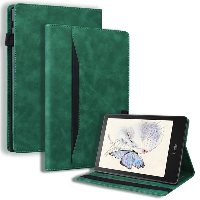 For Amazon Kindle Paperwhite (2024) Case PU Leather Protective Folio Tablet Cover with Card Holder - Green