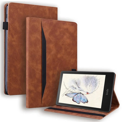 For Amazon Kindle Paperwhite (2024) Case PU Leather Protective Folio Tablet Cover with Card Holder - Brown