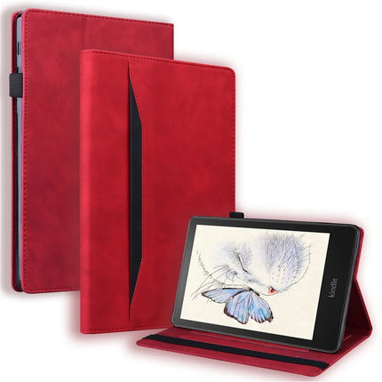 For Amazon Kindle Paperwhite (2024) Case PU Leather Protective Folio Tablet Cover with Card Holder - Red