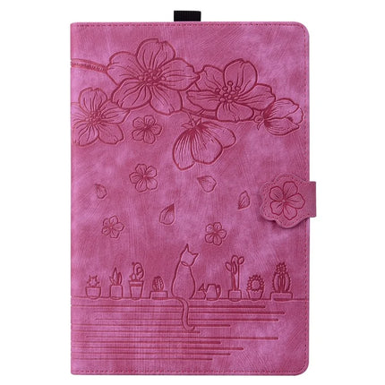 For Amazon Kindle Paperwhite (2024) Case Flip Stand Leather Tablet Cover Cherry Blossom Cat Imprinted