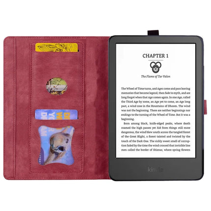 For Amazon Kindle Paperwhite (2024) Case Flip Stand Leather Tablet Cover Cherry Blossom Cat Imprinted