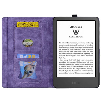 For Amazon Kindle Paperwhite (2024) Case Flip Stand Leather Tablet Cover Cherry Blossom Cat Imprinted