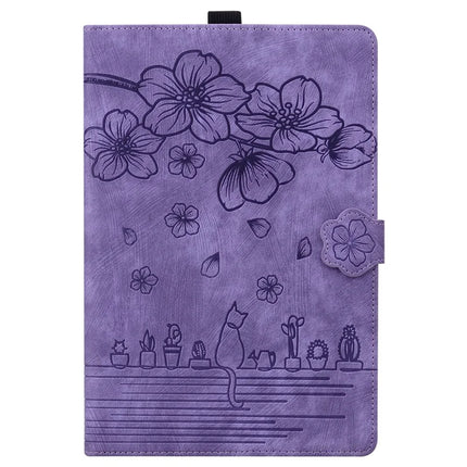 For Amazon Kindle Paperwhite (2024) Case Flip Stand Leather Tablet Cover Cherry Blossom Cat Imprinted