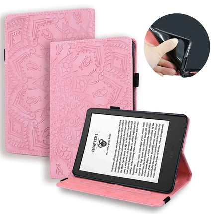 For Amazon Kindle Paperwhite (2024) Case Flower Pattern Leather Tablet  Cover - Pink